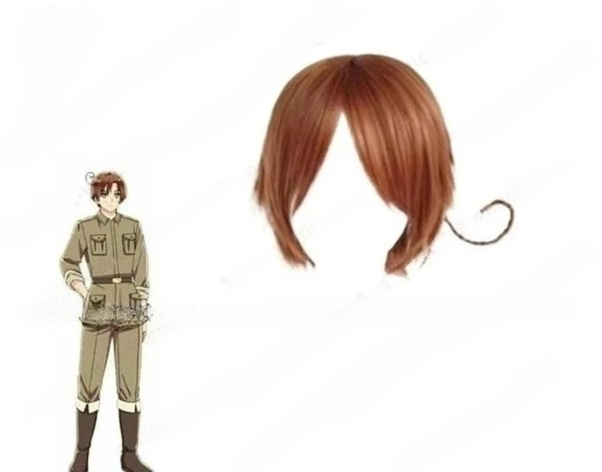 

Axis Powers Hetalia Italy cosplay Wig Fiber synthetic wig reddish brown short Wig Anime Axis Powers cosplay Wig