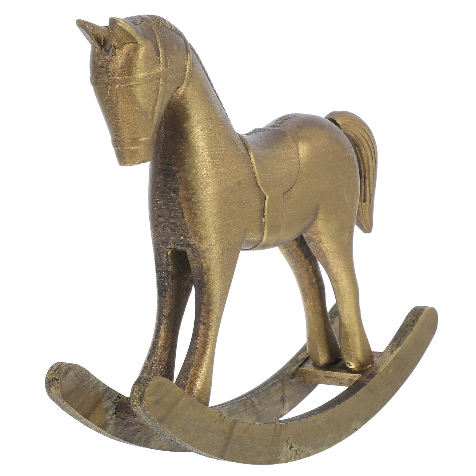 

Wooden Rocking Horse Vintage Rustic Handmade Desktop Home Office Shelf Decoration Animal Statue Wooden Horse Rocking Ornament