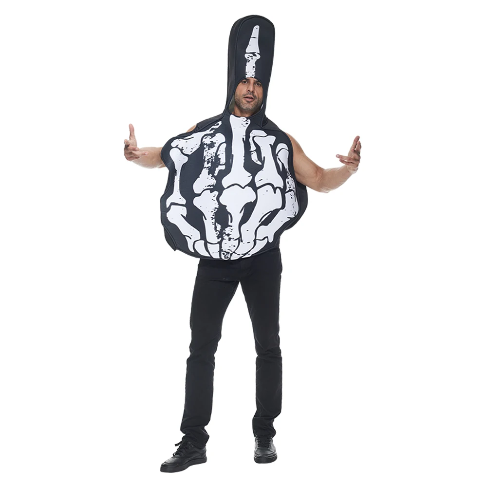 Adult Funny Skeleton Finger Costume for Halloween Men Scary Erect Fingers Bone Dress Up Carnival Easter Purim Fancy Dress