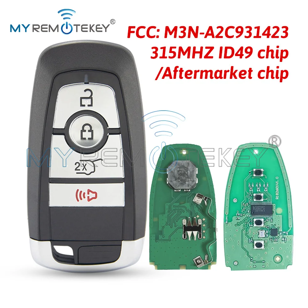 

Смарт-ключ MYREMOTEKEY, 4 кнопки, чип ID49 433/434 МГц для Ford Expedition Mustang 2023 года M3N-A2C931423, M3N-A3C108397