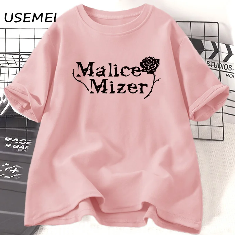 Malice Mizer Rose T-shirt Women Men Rock Music Graphic T Shirts Round Neck Cotton Short Sleeve T-shirts Oversized Streetwear