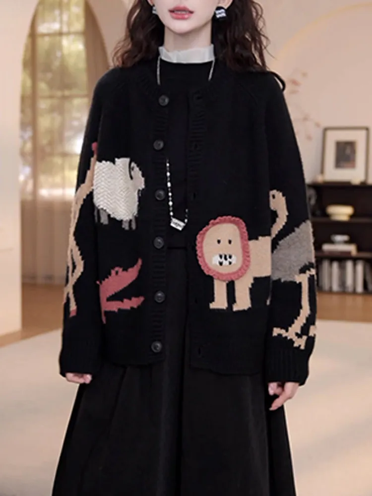 

Европейский дизайн, новый женский вязаный кардиган с длинными рукавами, свободный крой, стройнящий эффект, повседневный стиль, весна-осень