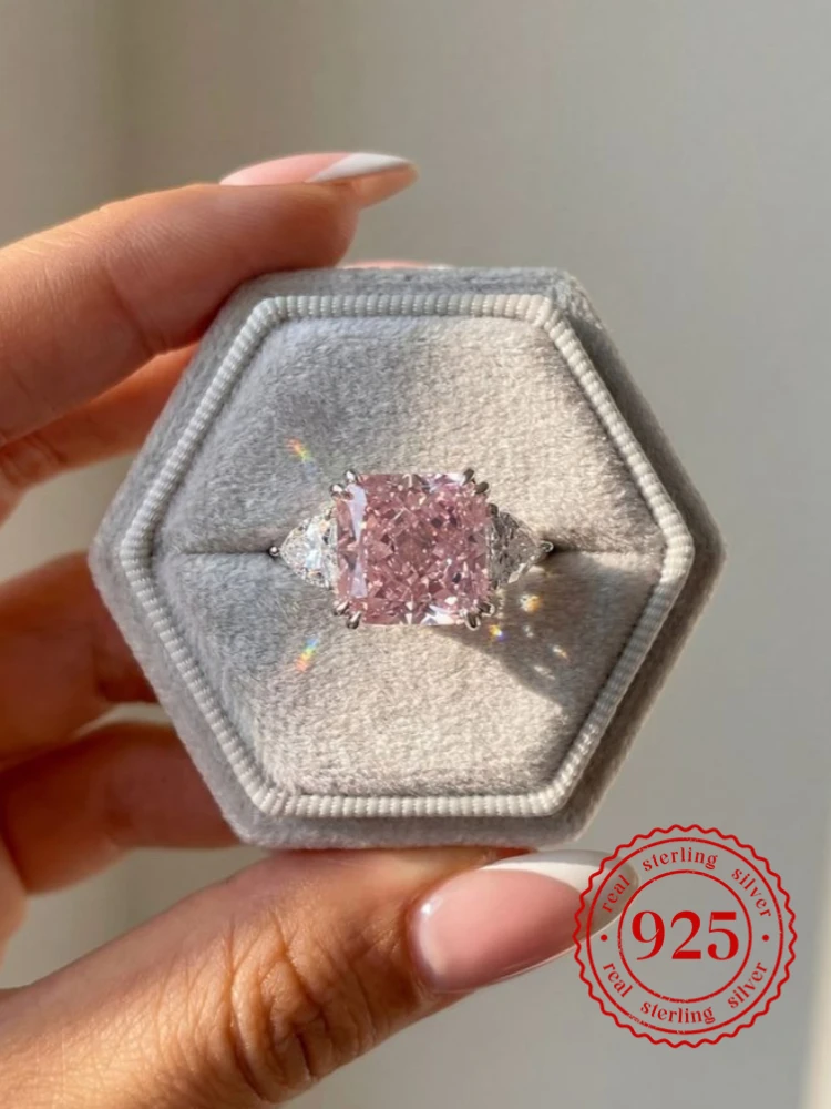 

Блестящее классическое кольцо из стерлингового серебра 925 пробы с цирконием 5 карат для женщин, роскошное высококачественное ювелирное изделие для помолвки и свадьбы