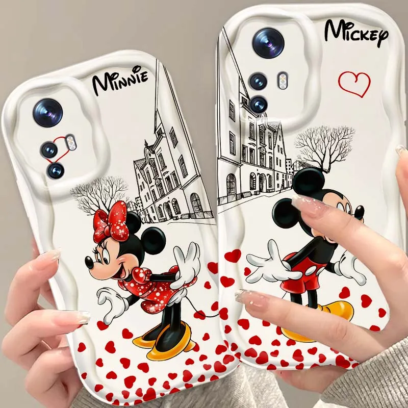 Чехол для телефона с изображением Микки и Минни (аниме) для Xiaomi Mi 11 12 12T 14 15 Lite Ultra Poco F4 X3 X5 X6 X4 X7 M6 F6 Pro 5G, с эффектом волнового масла