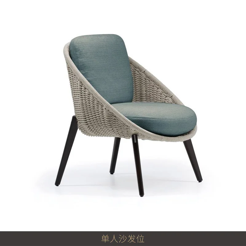 Outdoor rattan sofa combination waterproof and sunscreen courtyard terrace balcony model room rattan chair outdoor garden rattan