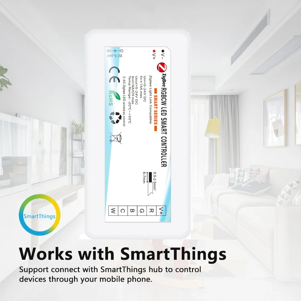 DC5-24V Rgb + Cct Rgbw Rgb Cct Enkele Kleur Dimmer Zigbee 3.0 Smart Led Strip Controller Voice Met Echo Plus smartthings Tuya