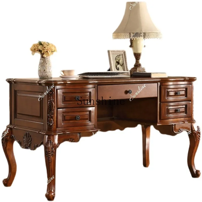 American solid wood retro old study furniture writing desk household computer desk FT FT