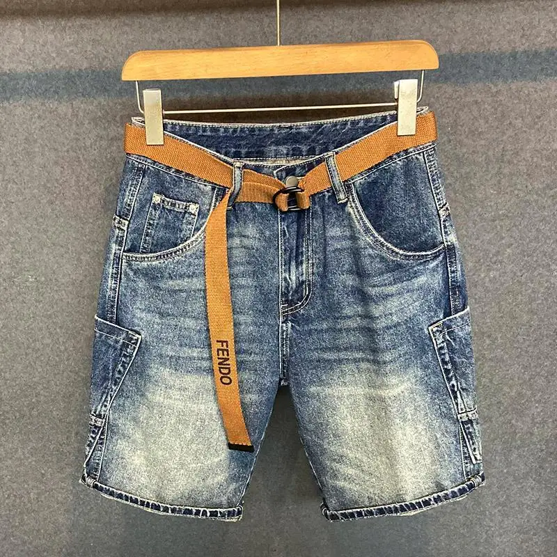 Summer Casual Jeans Shorts for Men Intage Style Big Pockets Knee Length Loose and Plus Size 5XL Streetwear Cowboy Pants for Men