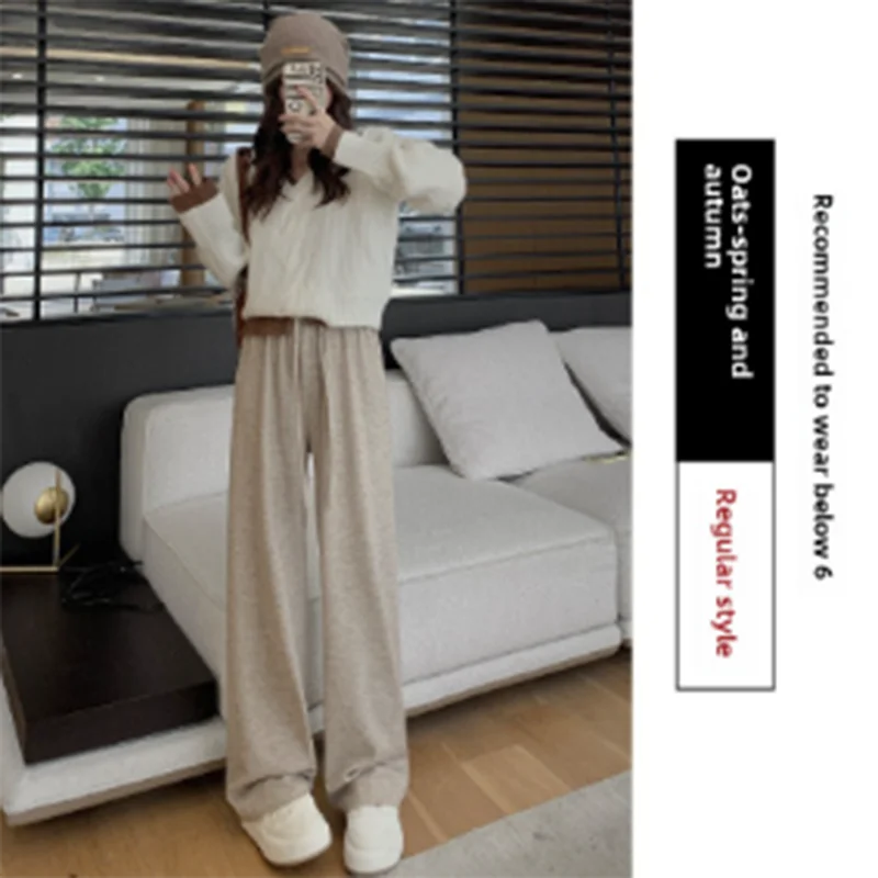 2025 femmes mode solide à lacets taille élastique pantalon droit Vintage taille haute élastique femme Chic dame pantalon