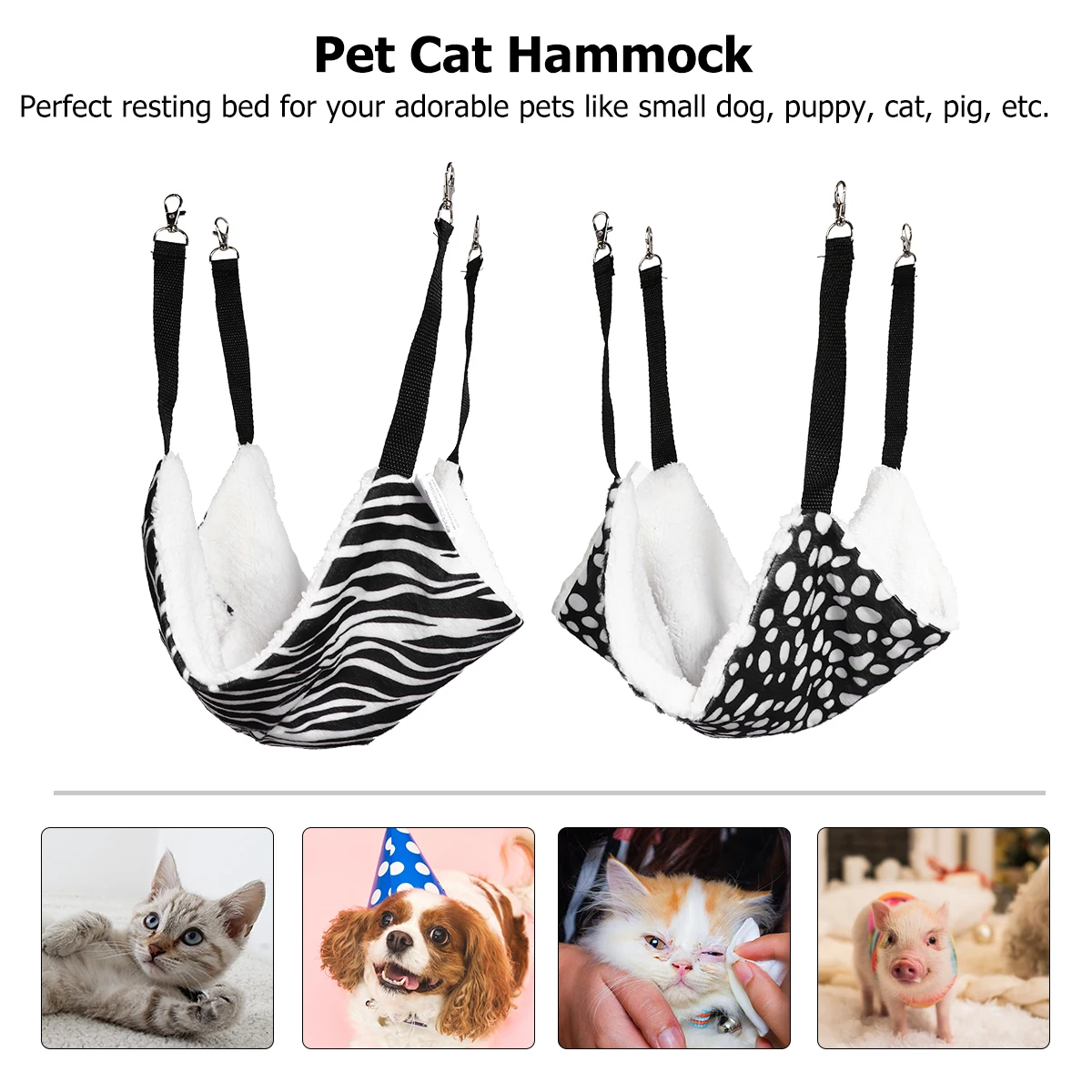 

2 Pcs Cat Hammock Pet Bed Nest Swing Summer Pad Double Sided Hanging Hut Dog Cat Rest Sleep Play Durable Material Iron Hook