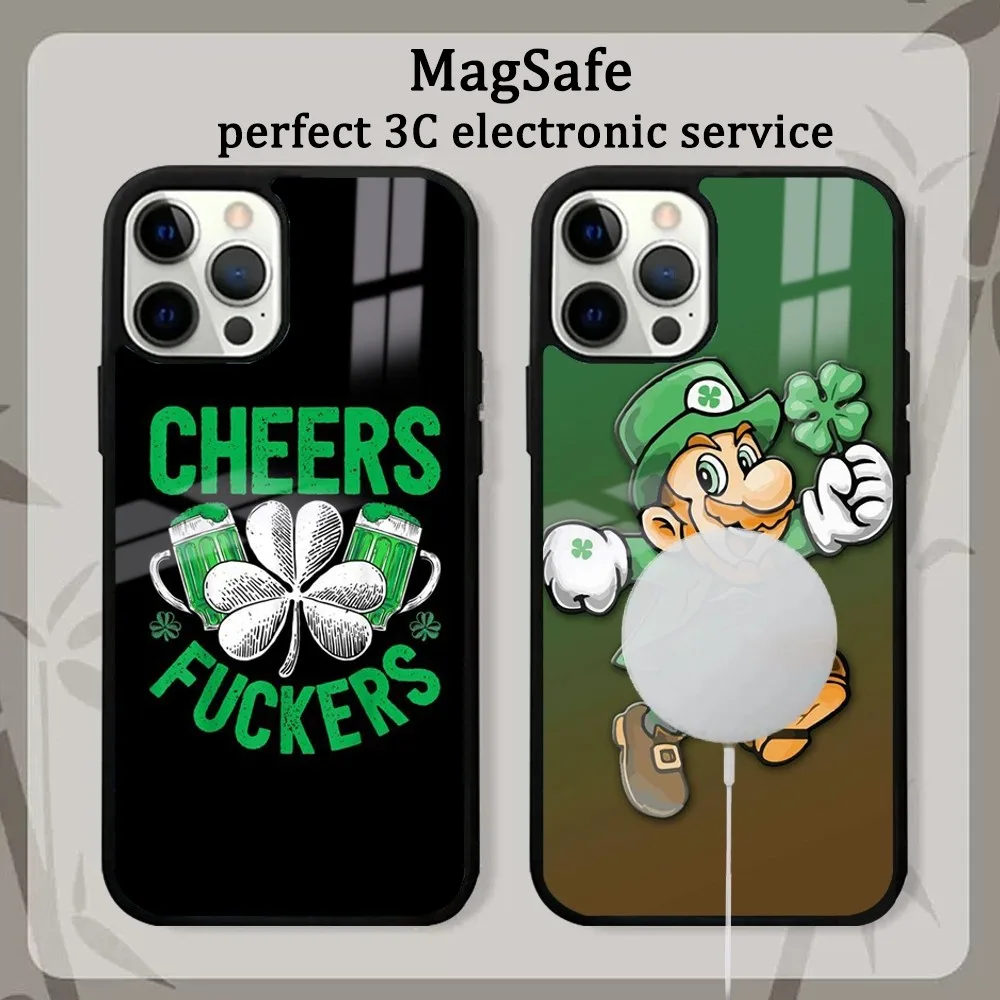 

Lucky St. Patrick's Day Phone Case For iPhone 15 14 13 12 11 Pro Max Plus Mini Mirror Magnetic Cover