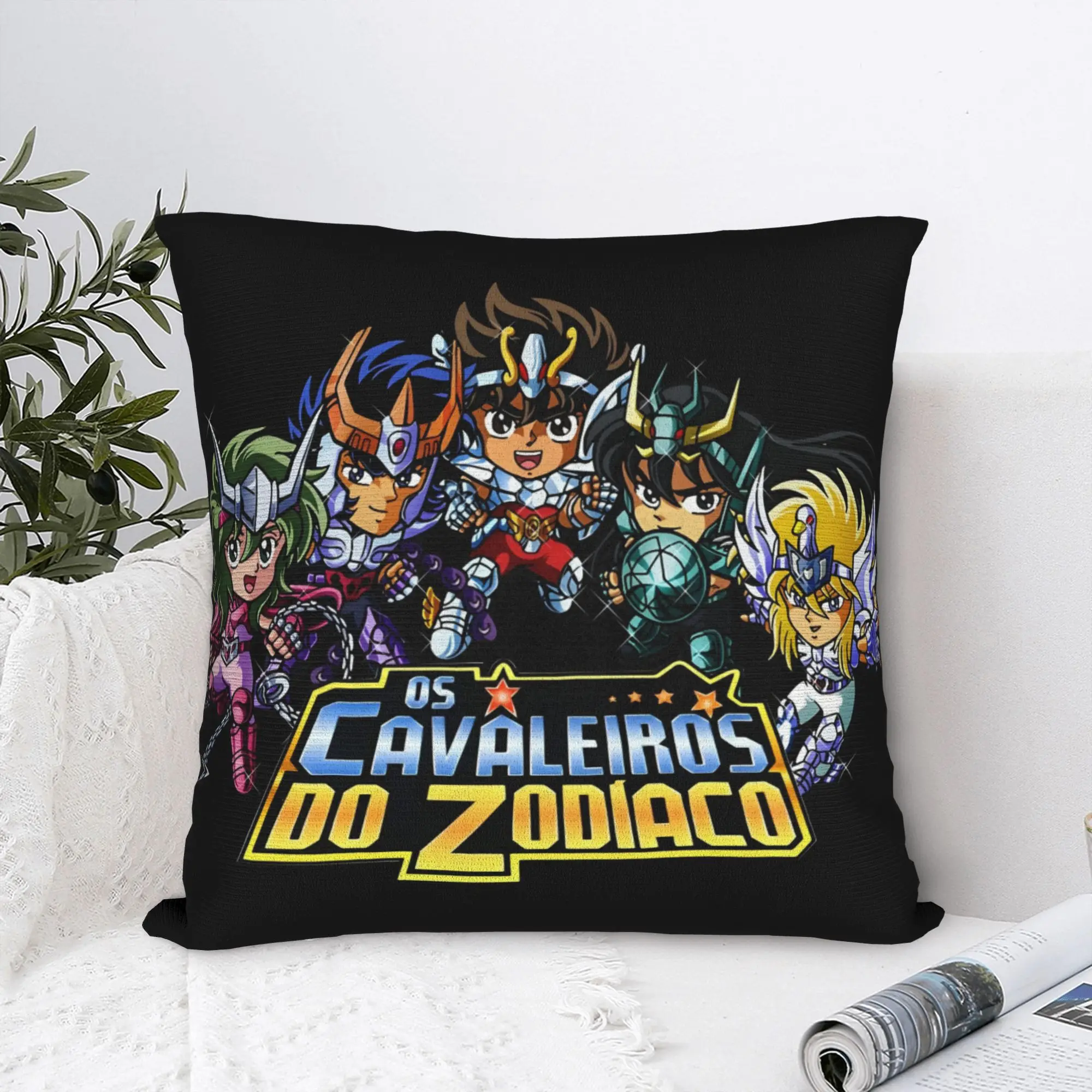 Saint Seiya Knights of The Zodiac  Cushion Cover 45x45cm Anime Manga Cartoon  Velvet Luxury Pillow Case Living Room Decoration