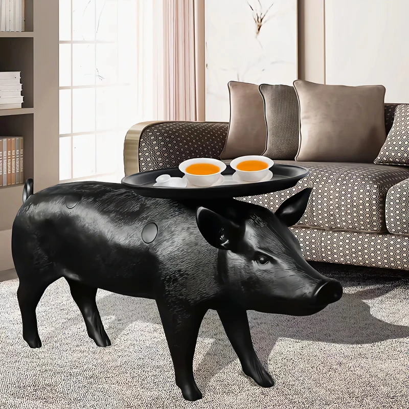 Resin modern minimalist living room lamp, personalized creativity, office crafts, tea house decoration, black pig coffee table,