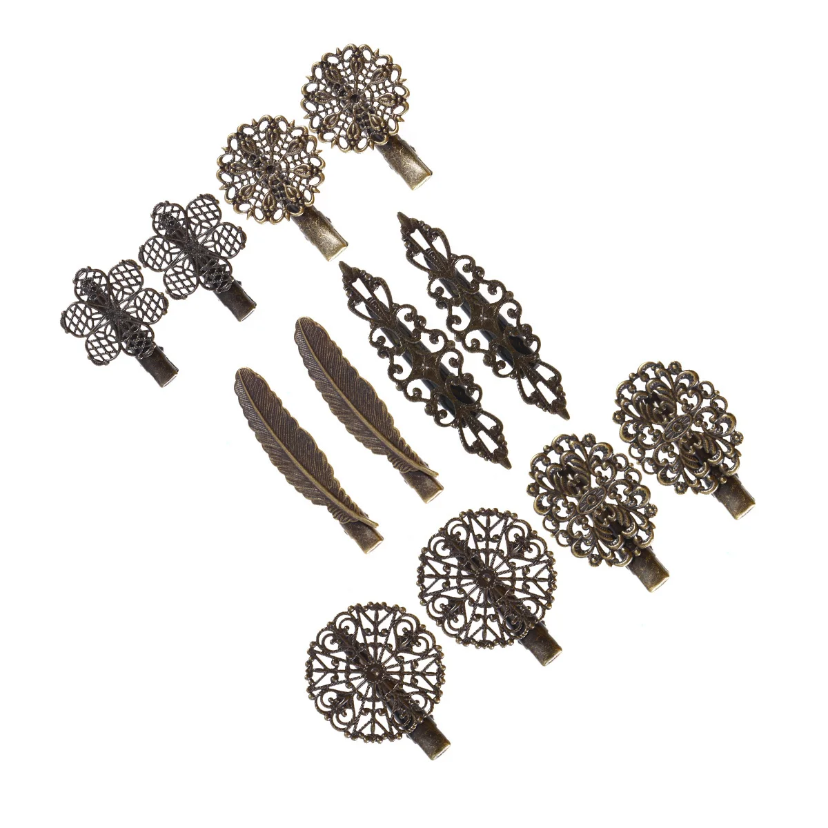 

12pcs Clips For Women Alloy Vintage Clips Hair Barrettes Travel-Friendly Hair Accessories Headwear Decorative Pins