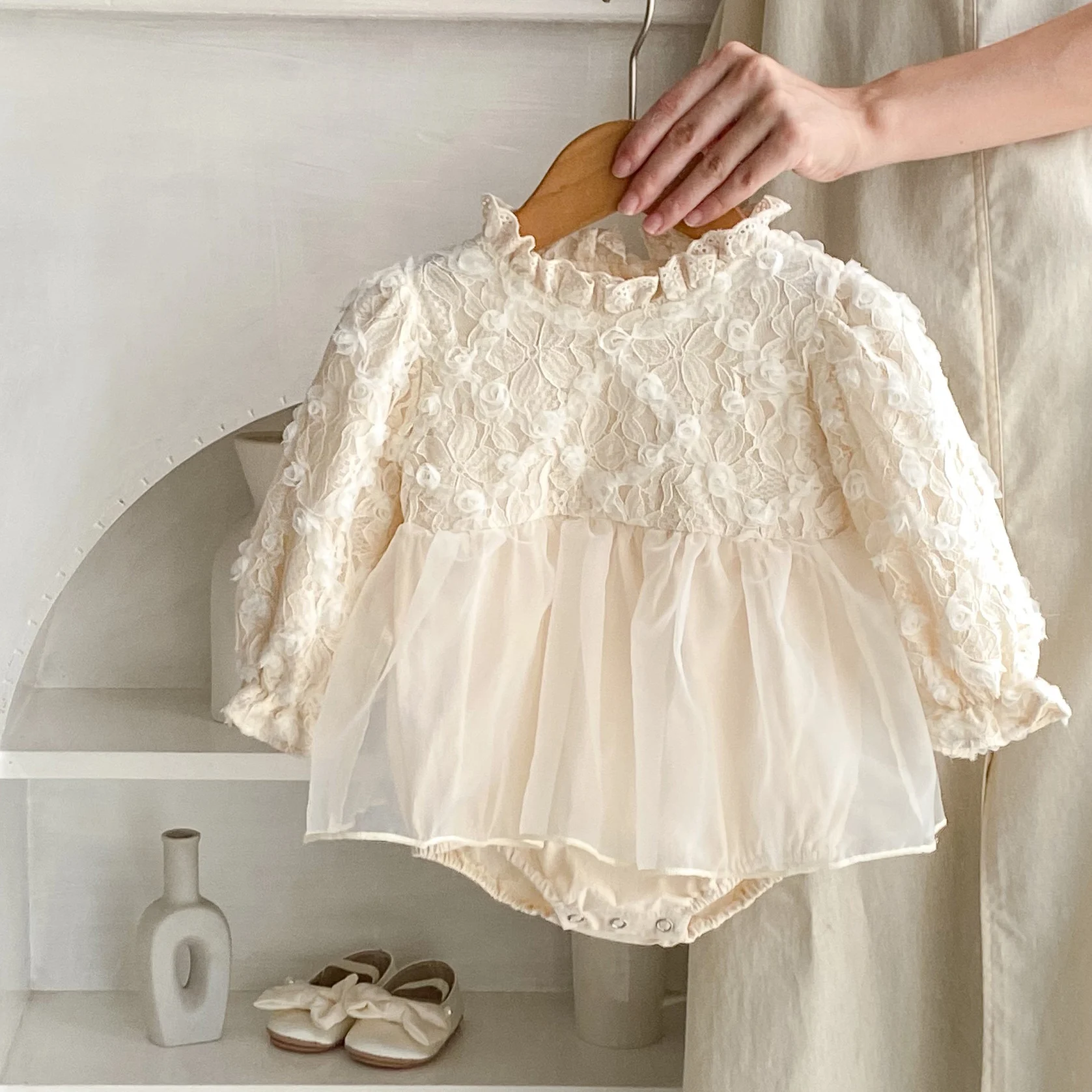 

0-24M Flower Baby Girl Princess Romper Elegant Newborn Kid Baby Clothes Long Sleeve Lace Floral Bodysuit Dress Cute Outfit