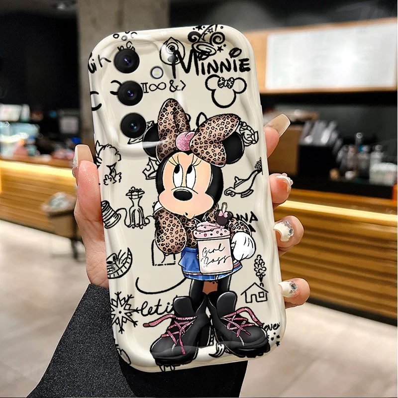 Leopard Grain Minnie Mouse Soft Case For Samsung Galaxy A54 A34 A24 A14 A13 A53 A33 A73 A23 A52 A52S A32 A22 A12 A51 A71 Cover