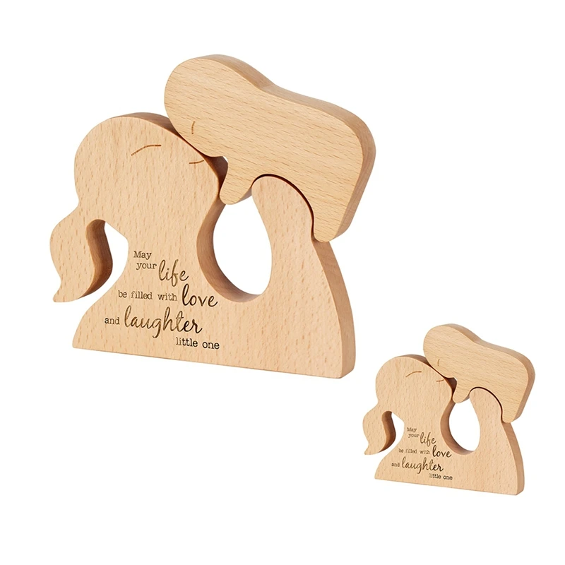 2-teiliges Geschenk für Neugeborene, Mädchen und Jungen, Holzfarbe aus Holz für Mädchen und Jungen, für Mädchen und Jungen, Mutter und Neugeborene