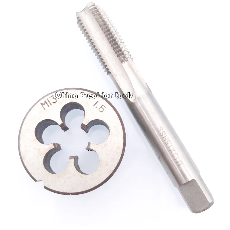 2PCS HSS Metric Right Hand tap and die set M13 M13X1 M13X1.5 Fine Screw thread Plug Taps Round dies M13X0.75 M13X1.25 M13X0.5