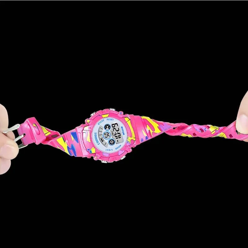 Reloj Digital con Flash colorido para niños y niñas, relojes deportivos luminosos LED de camuflaje para niños, reloj electrónico resistente al agua