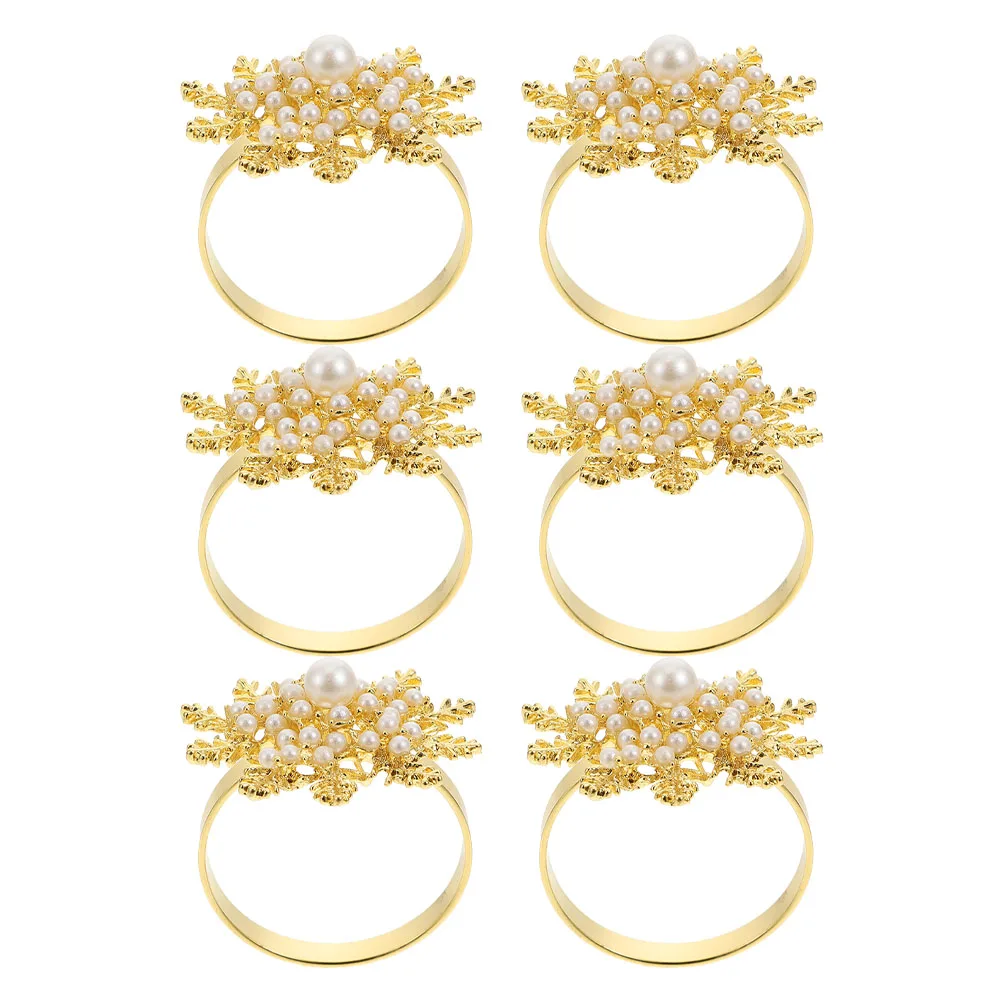 

6 Pcs Napkin Buckle Gold Christmas Decorations Rings Holiday Household Tableware Alloy Napkins Holder Banquet