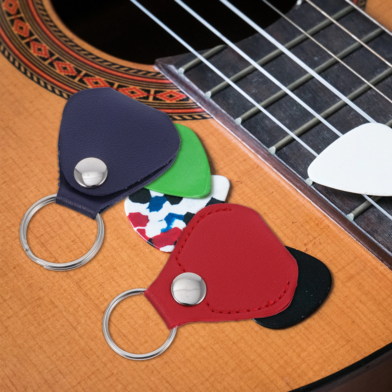 

6Pcs Guitar Plectrum Holder Keychain Small Pick Case Organizer Portable Instrument Accessory with Belt Loop Creative Music Gift