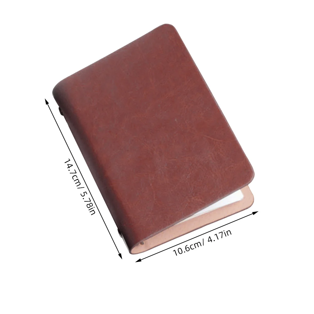 PU Notebook Notepads Loose Leaf Portable Schedule Checklist Brown Mini Pocket Book for Home School Office