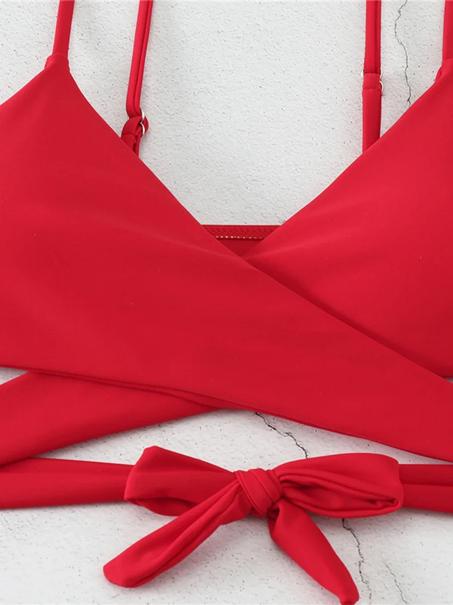 2024, купальник-бикини с v-образным вырезом и перекрестной завязкой, из двух частей, с высокой талией, женский купальник, женский купальный костюм, купальный костюм, пляжная одежда