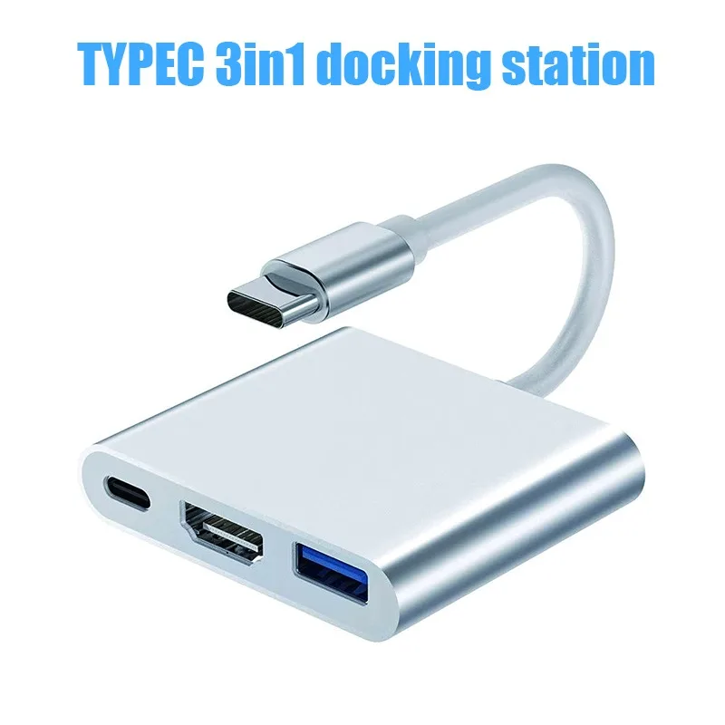 Type-C 3-In-1 Docking Station Compatible With Consoles Smartphones And Computers Hdmi-Compatible Multifunctional Usb Hub Adapter