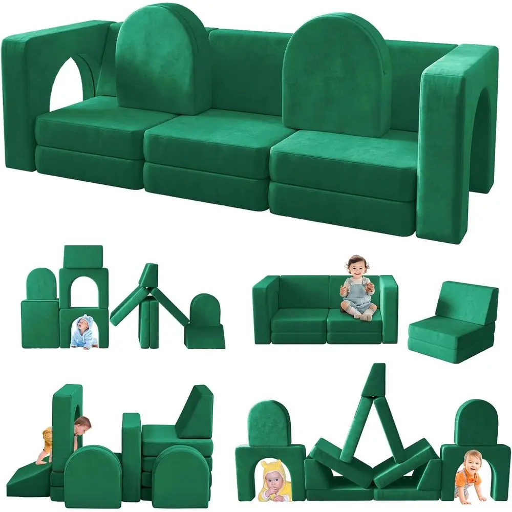 

12-in-1 Multifunctional Kids Sofa for Play, Creation, and Relaxation - Green