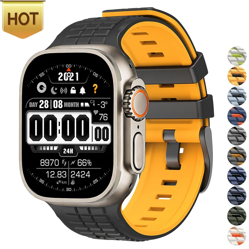 Strap For Apple Watch Band 46mm 44mm 45mm 42mm Soft Silicone Sport Bracelet for iWatch Series 11 10 9 8 7 SE 6 5 9 Ultra 49mm