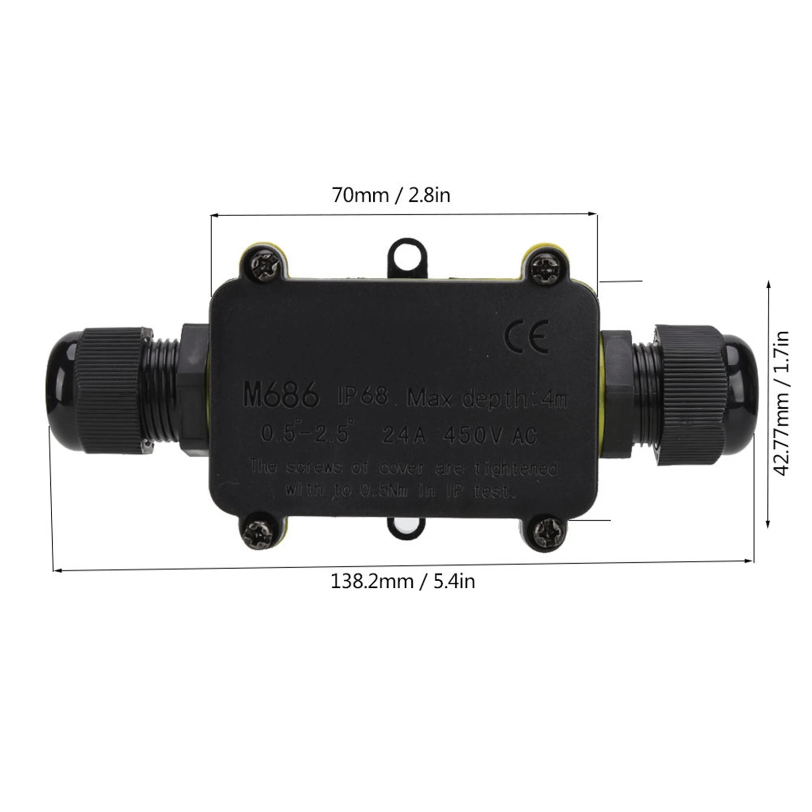 Junction Box Plastic Waterproof Junction Box M686 Black Two Position Cable Connector Junction Box IP68 for LED Street Light