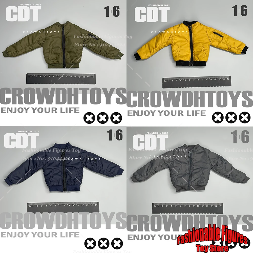 

1/6 Male Soldier Pilot Jacket Long Sleeve Zipper Baseball Outwear Military Coat Fit 12Inch Men Solider Action Figure Body Dolls