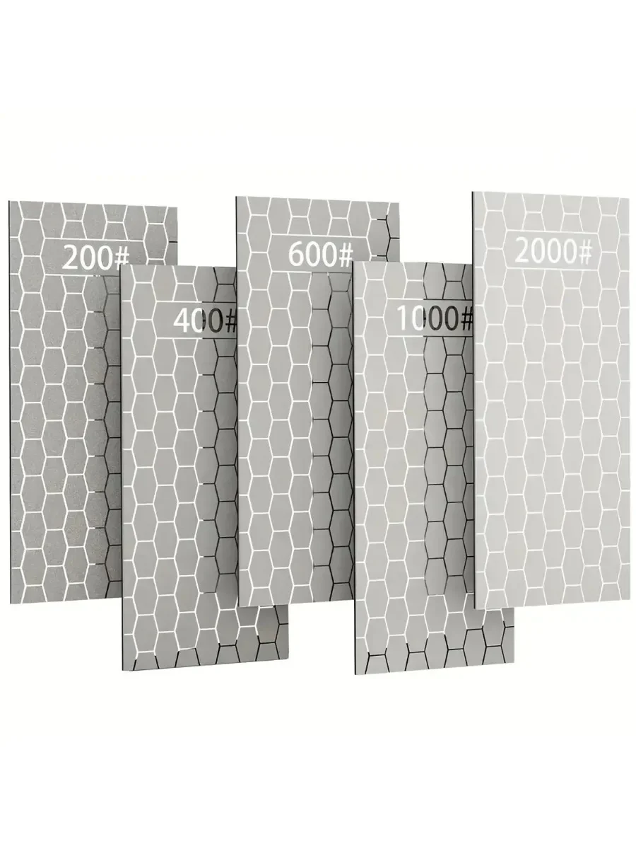 Pierre à aiguiser en diamant, polyvalente, efficace pour l'affûtage des outils, plaque en diamant, grain 200/400/600/1000/2000, 5 pièces