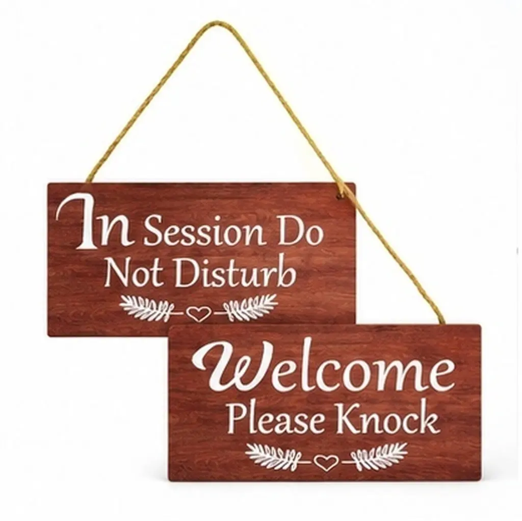 in Session Do Not Disturb Wooden Door Sign Office Meeting in Progress Plaque Premium Solid Wood Smooth Finish Modern Rustic