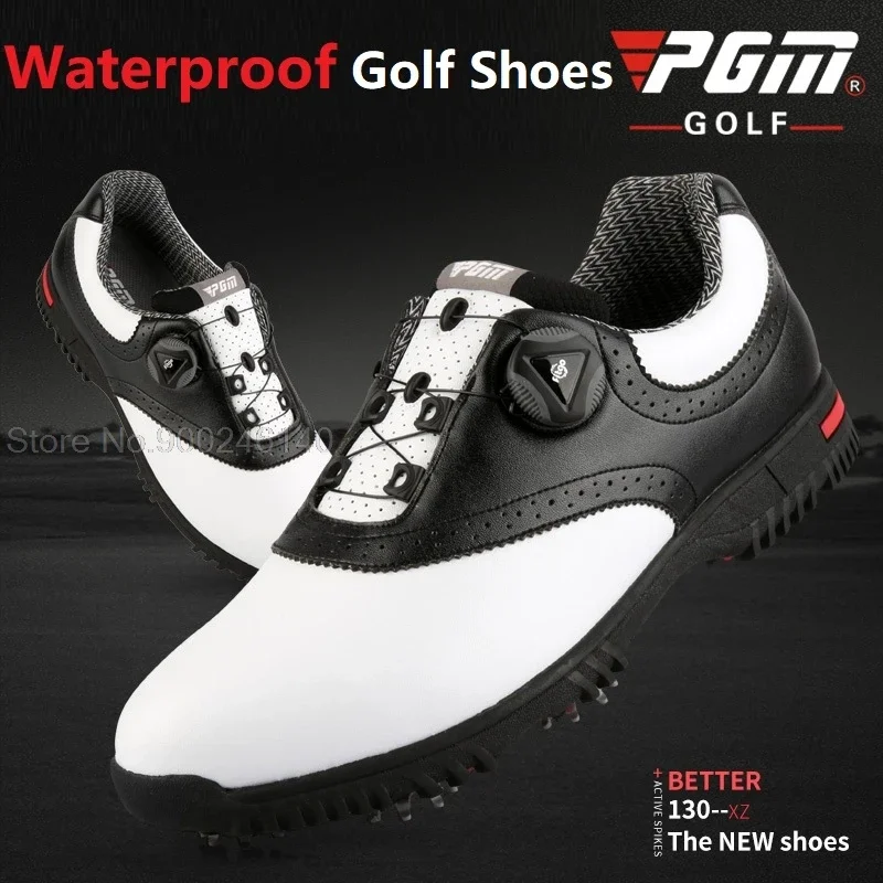 

Pgm Golf Shoes Men'S Waterproof Leather Shoes Rotating Shoelaces Anti-Slip Soles Sneakers Professional Breathable Golf Shoes