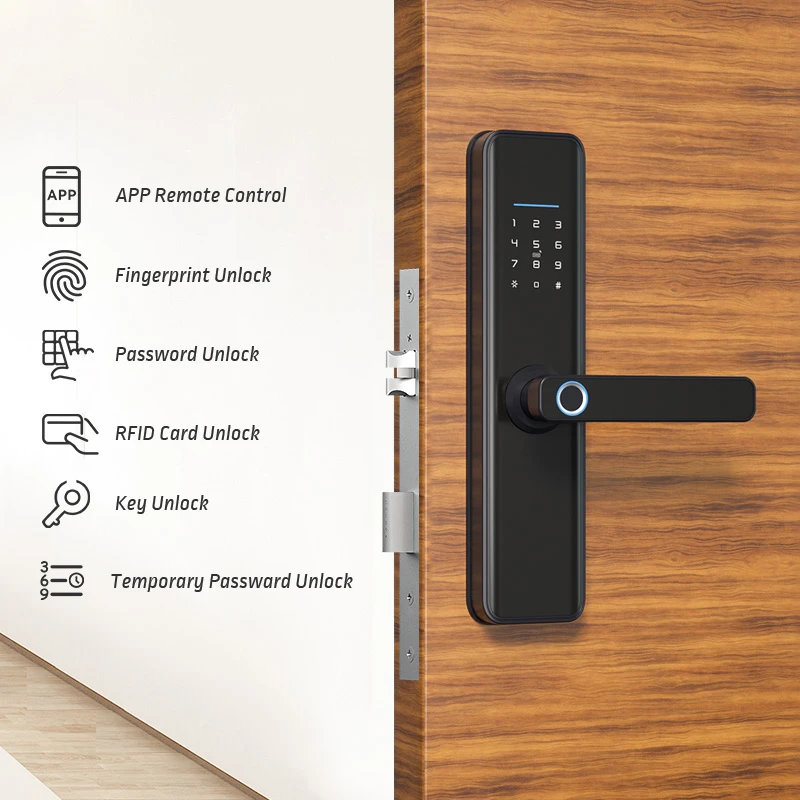 Imagem -04 - Tuya Zigbee Smart Door Lock App Controle Remoto Eletrônico Biométrico Fingerprint Desbloqueio Digital Inteligente Elétrica Senha Bloqueio