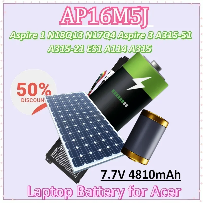 

AP16M5J 7,7 В, 4810 мАч, 37 Втч, аккумулятор для ноутбука Acer Aspire 1 N18Q13 N17Q4 Aspire 3 A315-51 A315-21 ES1 A114 A315 KT.00205.004