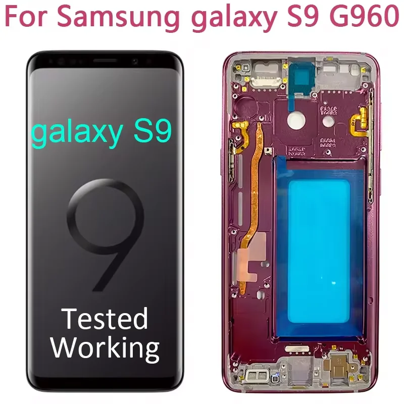 Super AMOLED Display For SAMSUNG Galaxy S9 G960 LCD Display Touch Screen Digitizer Assembly S9 G960FD With Frame NEW Replacement