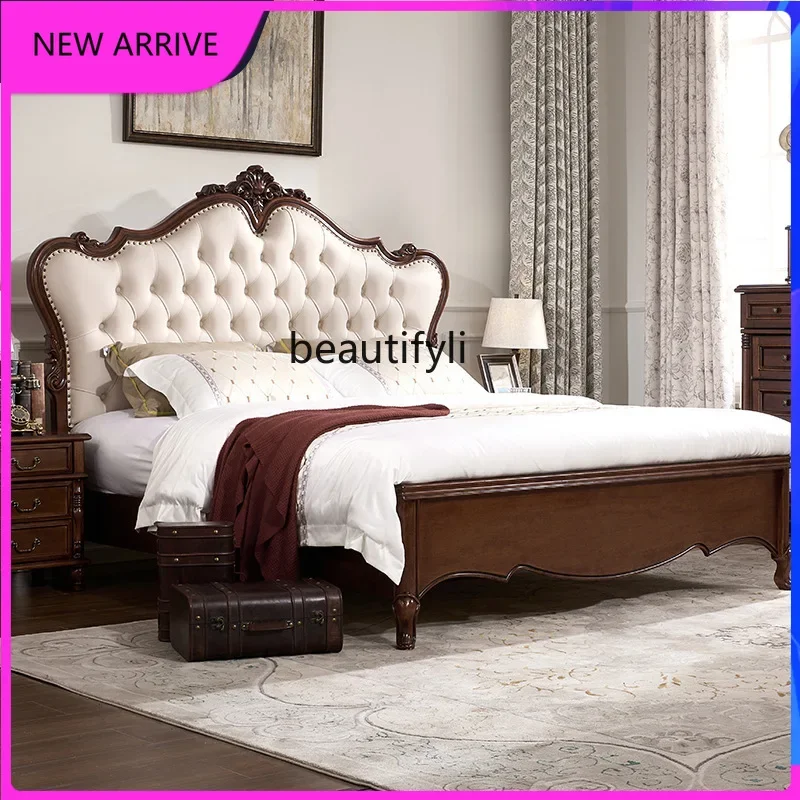 

Американская кровать из красного дерева 54Mahogany, двуспальная, с мягкой спинкой из массива дерева, для главной спальни, 1,8 метра.