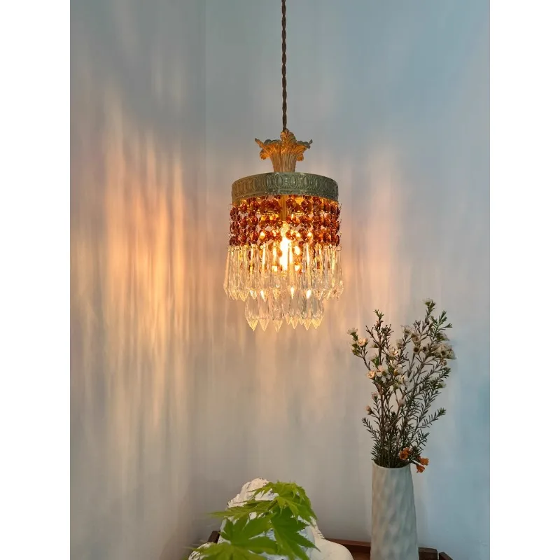 

Wind chime brass crystal chandelier retro bedside lamp restaurant B & B bar personalized atmosphere