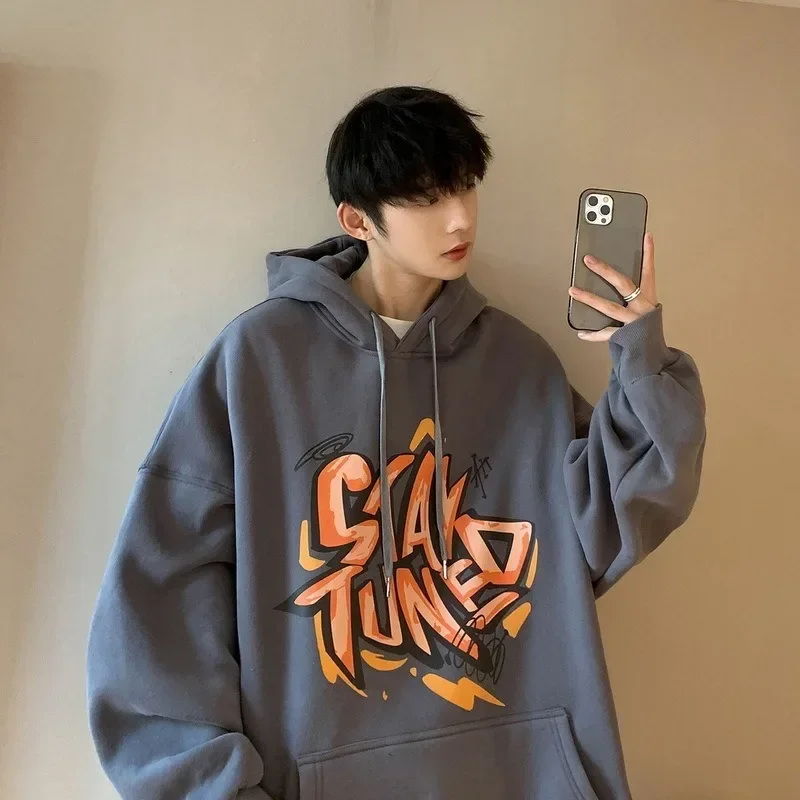 

Spring American Vintage Trendy Color Letter Hoodie For Men And Women Autumn Loose Coat Sweater Y2k Kpop Clothes Korea Tops