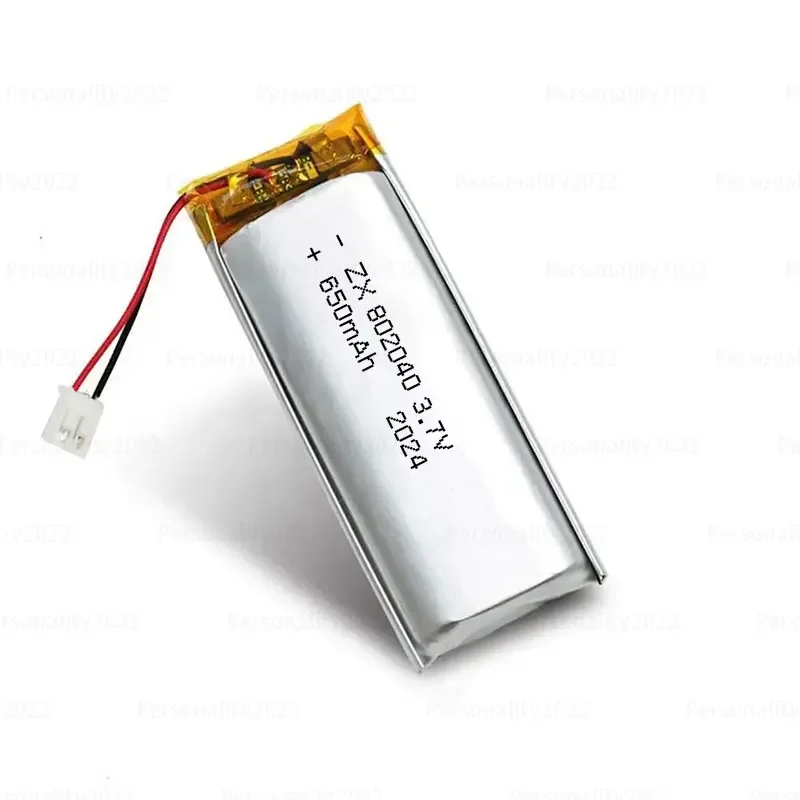 3.7V 802040 650mAh Li-Polymer Battery with Protective Plate Lipo Polymer Replacement Cell for Beauty Instruments Headphones