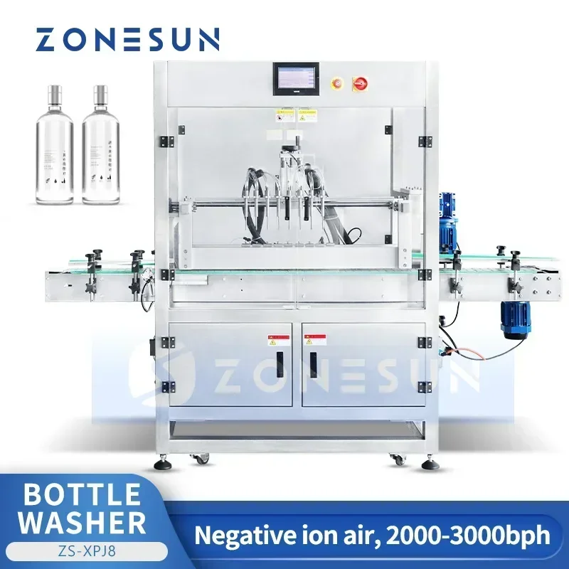 ZONESUN ZS-XPJ8 Automatic Washer Anion Plastic Bottle Rinsing Cleaning Machine Washing Clean Gas Source Dry Bottles