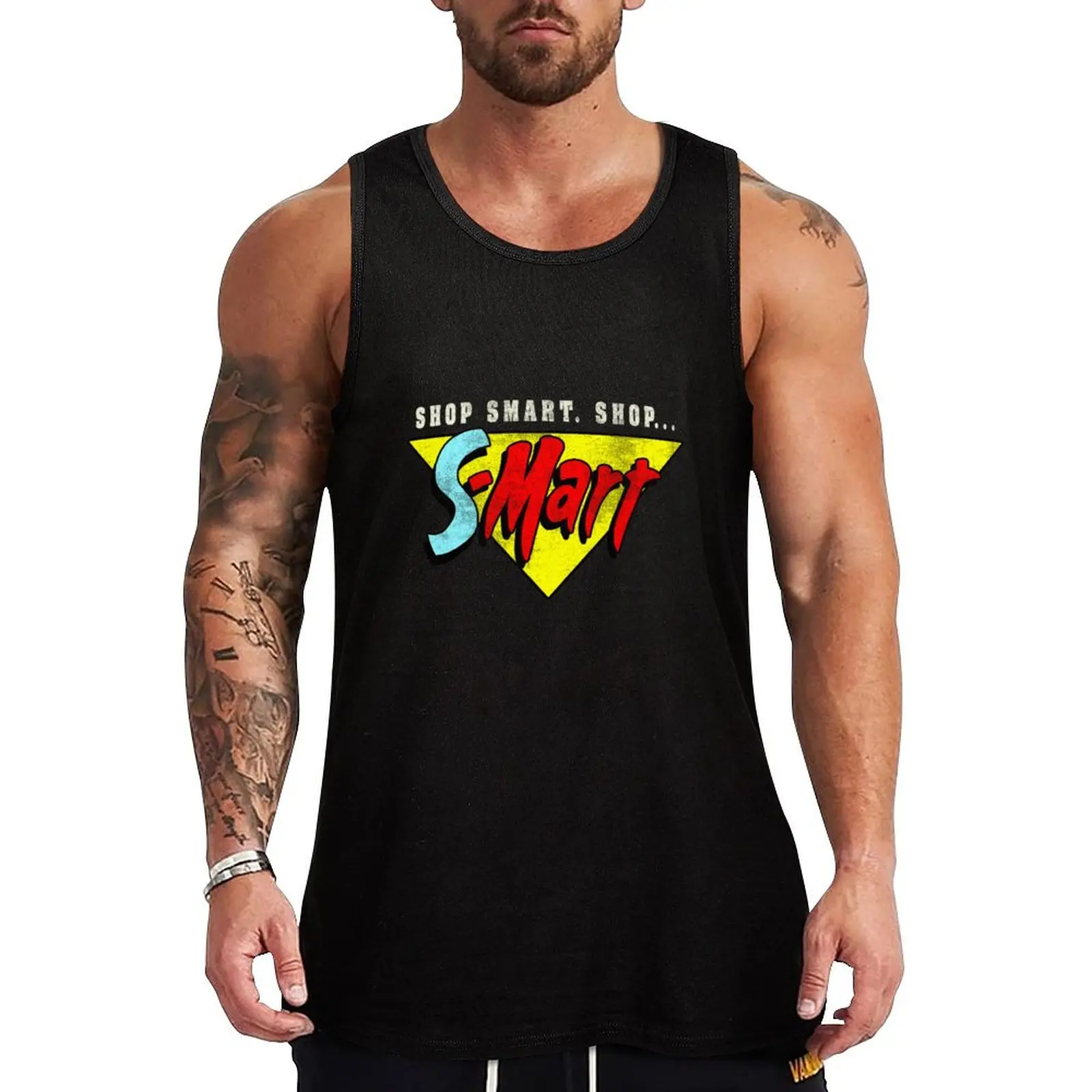 

Vintage Distressed S-Mart Tank Top Sleeveless T-shirt gym top Vest male