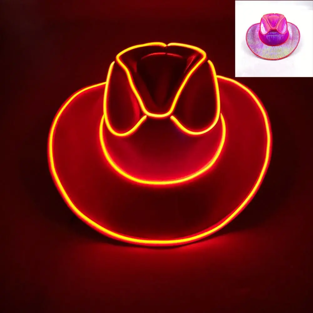 

Pearlescent Neon Halloween Hats Colorful Sequined LED Luminous Cowboy Hat Fashion Cosplay Party Hats Western Cowboy Hat Disco