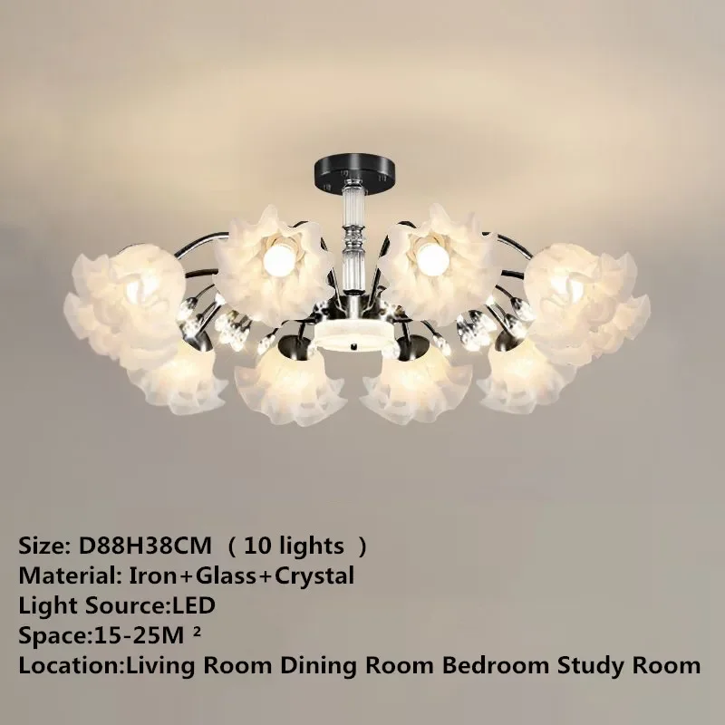 AOSONG American Pastoral Pendant Lamp Modern Luxury Living Room Dining Room Bedroom Villa Model Room Home LED Flower Chandelier image 2