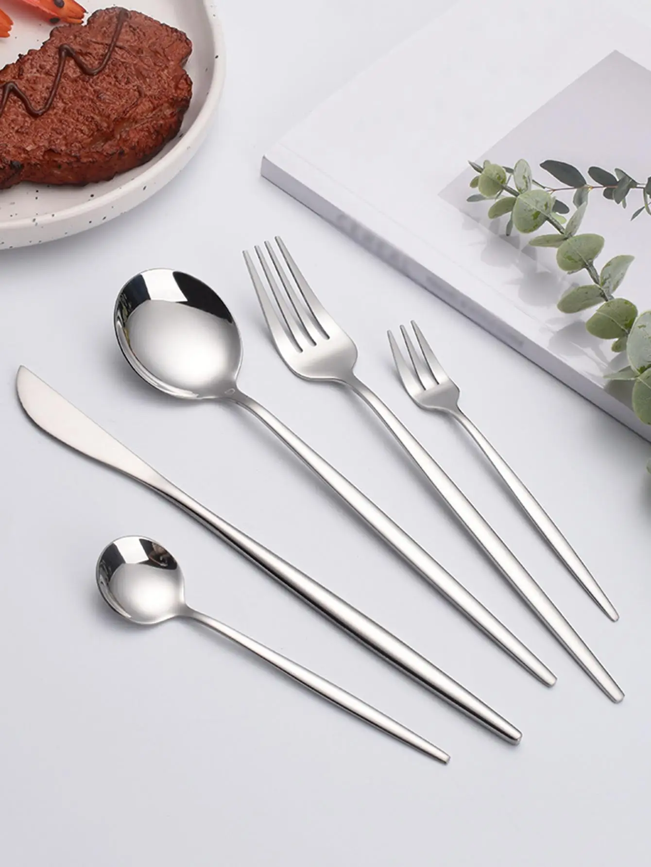 30pc Stainless steel cutlery set steak knife fruit fork dessert spoon set