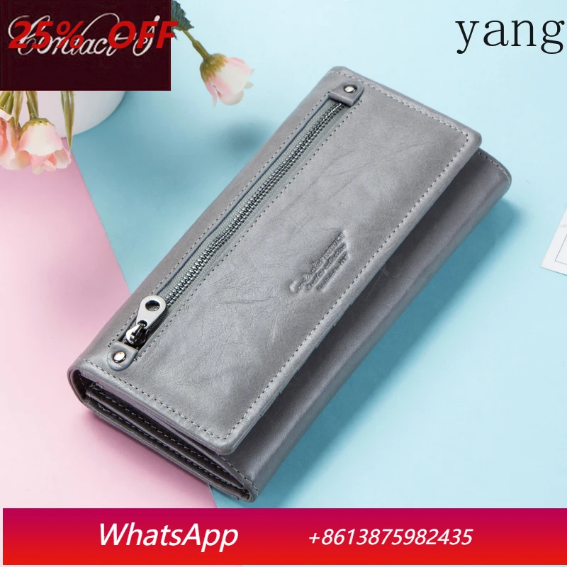 

Women Genuine Leather Wallets With Coin Pocket Long Wallets Zipper Wallets With Card Holders Femal Purse