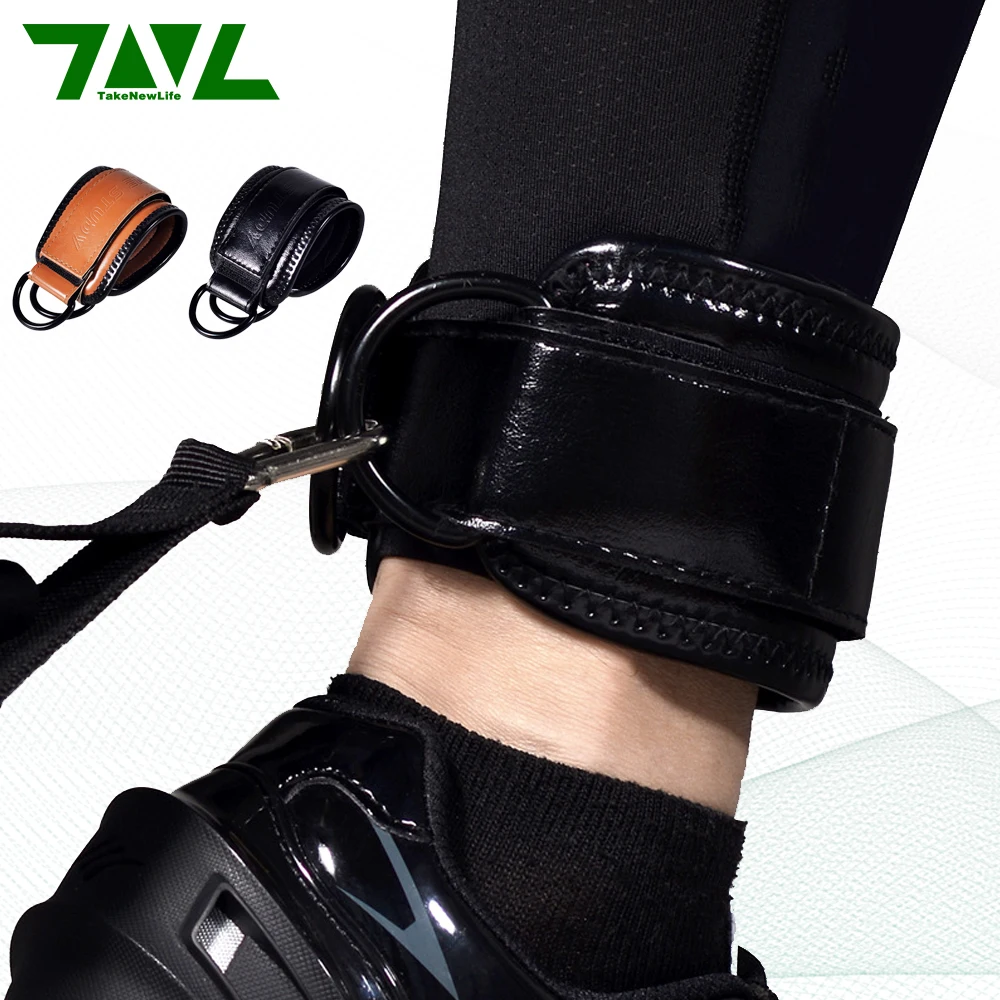 1PC PU Leather Double D-Ring Ankle Straps Cuffs for Cable Machines Gym Workouts Glutes Legs Strength Fitness