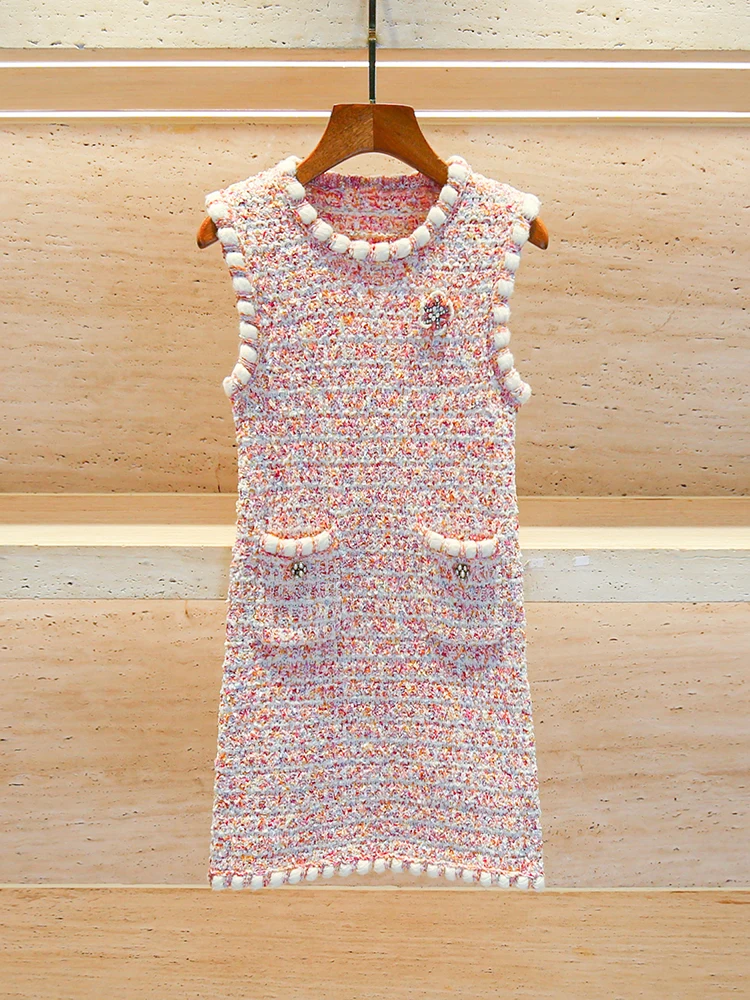 

Элегантное женское трикотажное платье с цветочным узором из страз, с завышенной талией, А-силуэт, для лета и осени